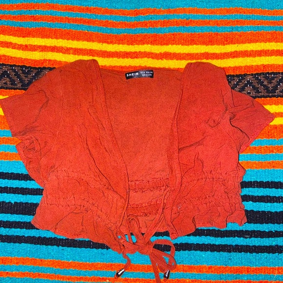 SHEIN Boho Wrap Crop Top XS - Picture 3 of 4